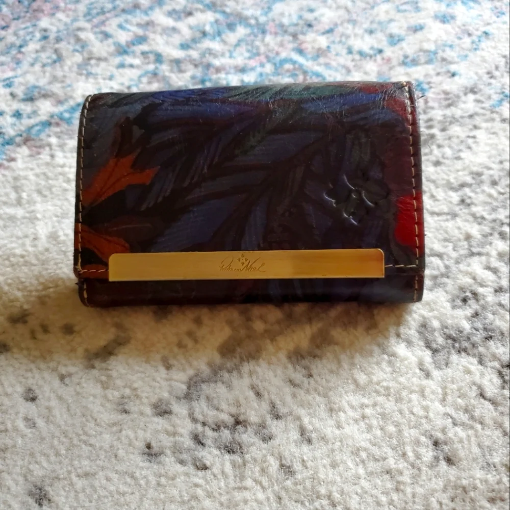 Patricia Nash Multi Color Leather Snap Button Wallet Classic Boho Chic Designer